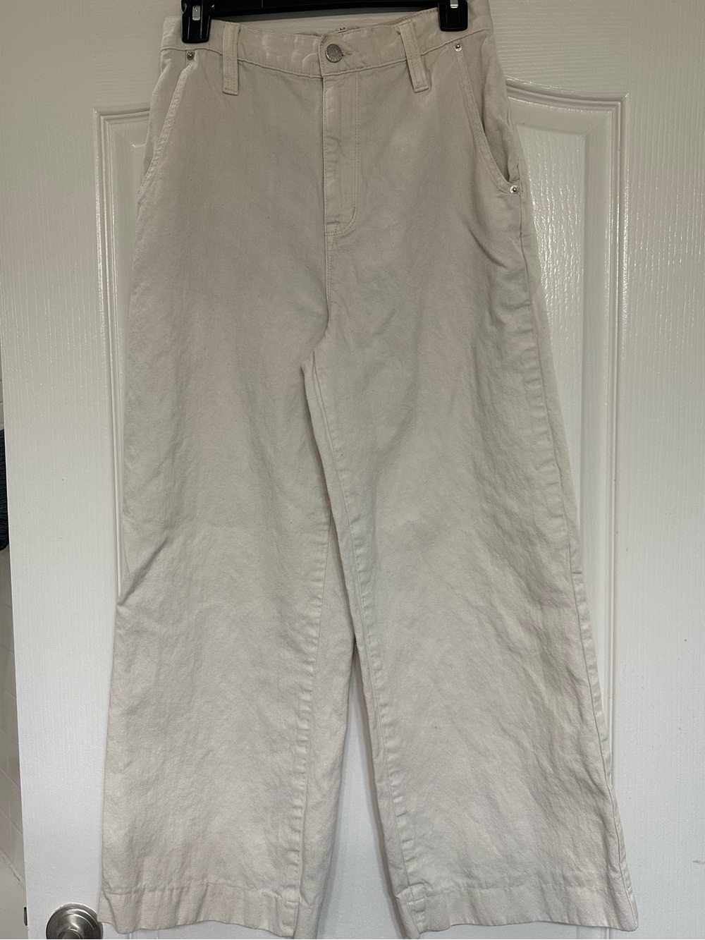 BDG Urban Outfitters High Rise Wide Leg Crop Jeans Ivory Cream Linen Blend 29